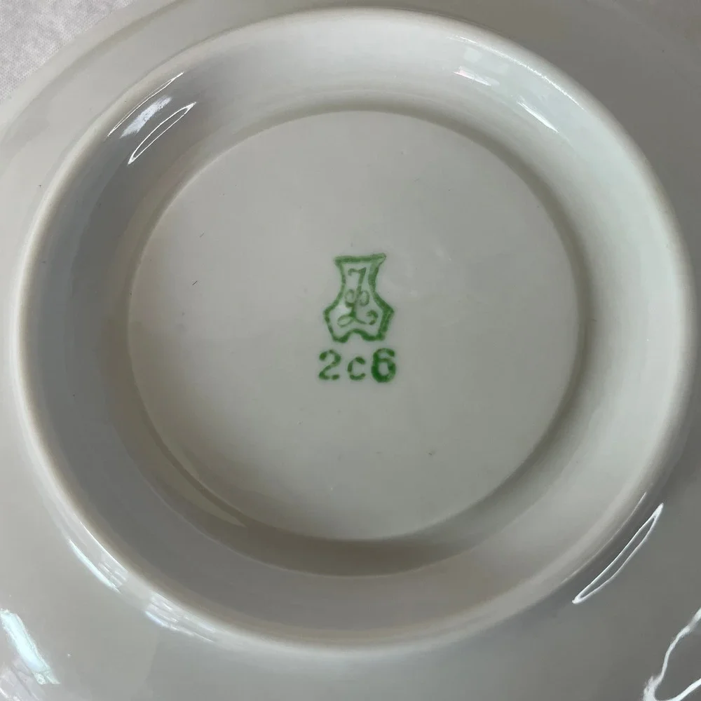 Vintage Zeh Scherzer Bavaria Germany‎ Saucers Set of 5 Light Green Trim